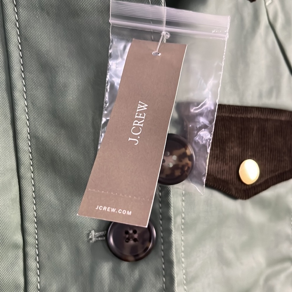 J. Crew Olive Utility Jacket with Dark Trim - Picture 3 of 12